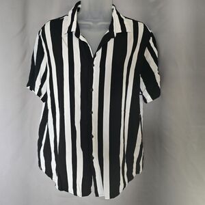 DENIM & FLOWER Ricky Singh Black and White Striped Shirt
